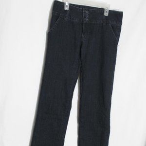 PINK DIAMOND Dark Blue Denim Jeans Size 7 Straight Leg Flat Front 3 Button Front